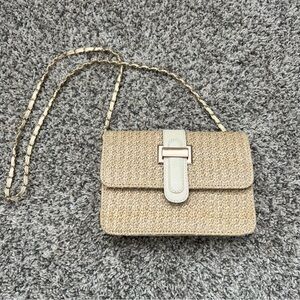 Tan Woven Shoulder Bag